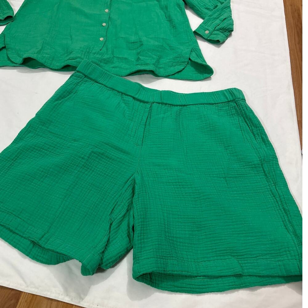 J.Jill Women’s L/Xl Outfit Cotton Button Down Shirt Shorts Lagenlook Beachy - Picture 3 of 11